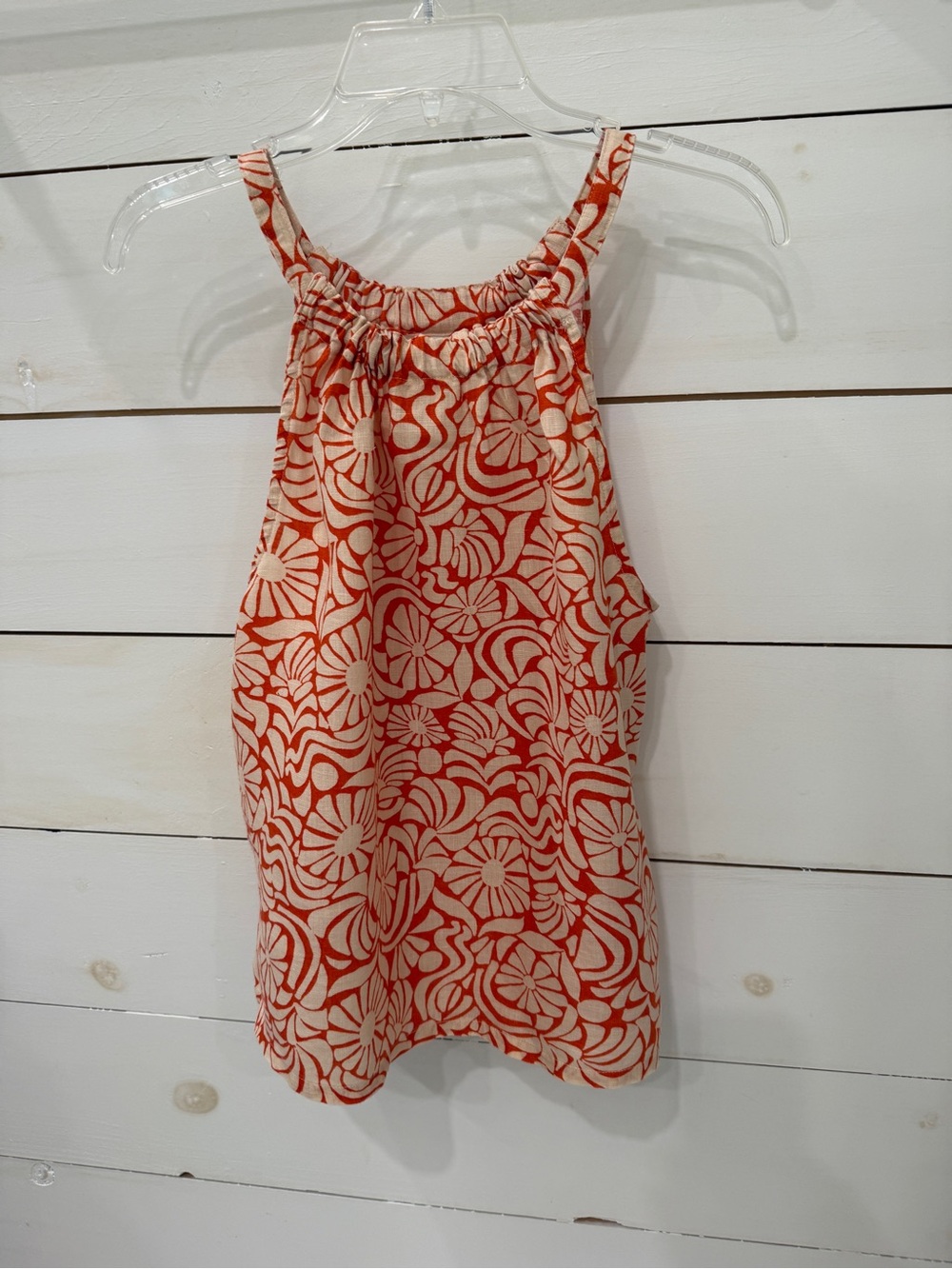 Rachel Zoe Orange and Cream Linen Halter Top